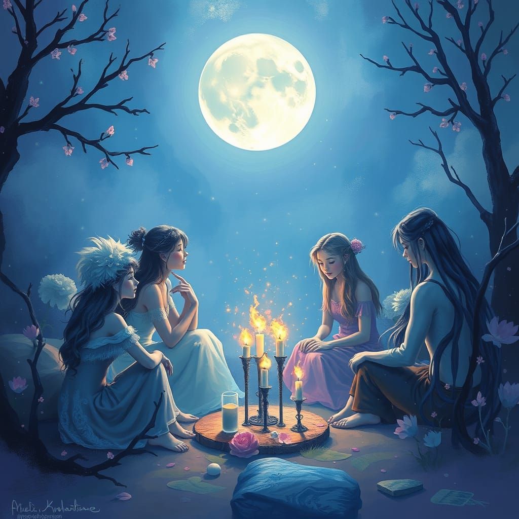 Where moonlight falls on kindred souls,
And magic's current gently rolls,
A different weave, a subtle art,
That touches ...