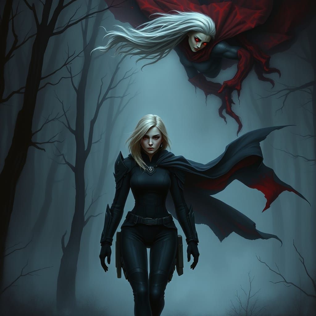 "Commander Shepard with her ancestor Reya Stormborn