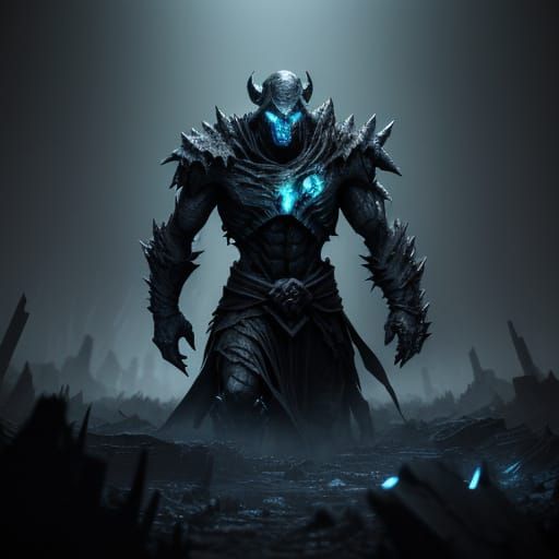 Herobrine Wither Fusion in Dark Cavern Cinematic Art