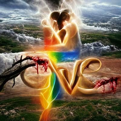 Love Conquers Evil: A Conceptual Illustration