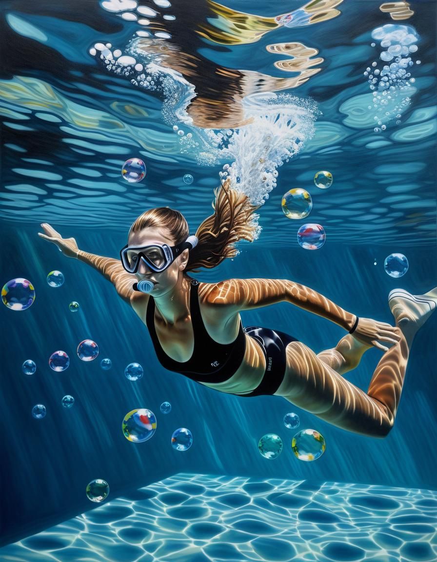 Underwater Diver Portrait in Hyperrealistic Style