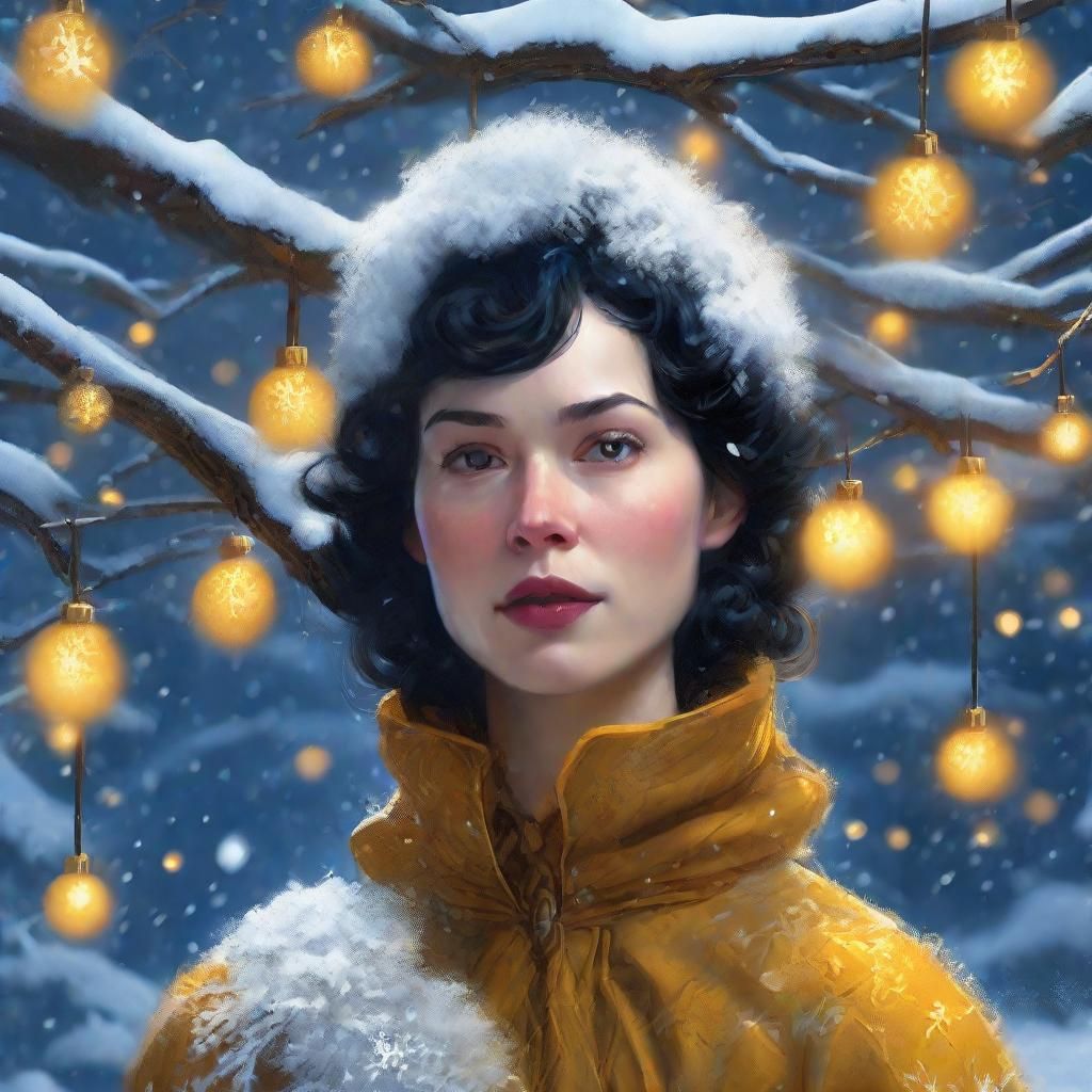Snowy Woman in Baroque Christmas Fantasy