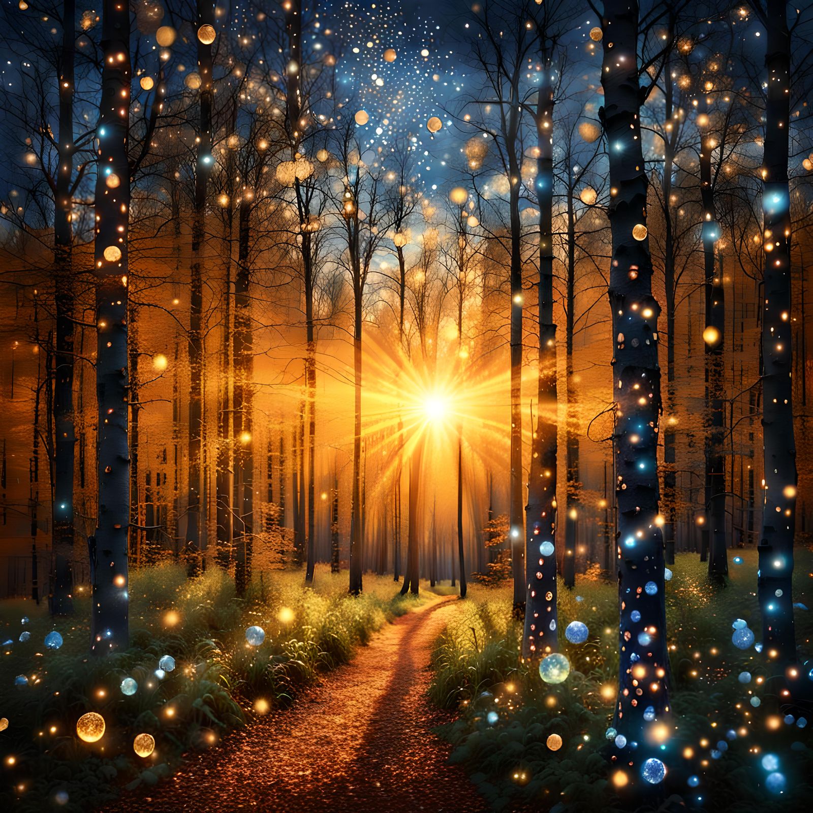 Sparkling Sunset Eyes in Klimt-Inspired Magical World