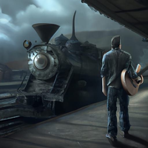 Vintage Locomotive Arrival: Cinematic Digital Painting