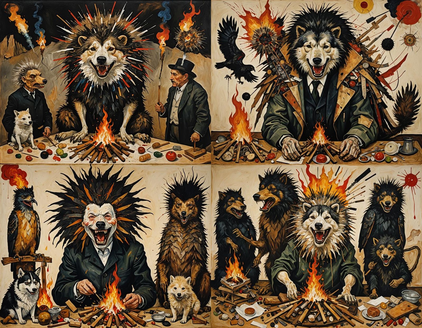 Surreal Hybrid Creature in Oil Painting Style