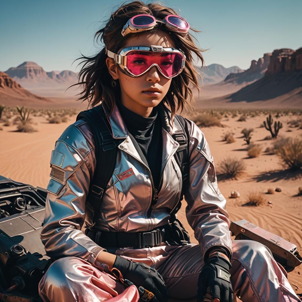 Cyberpunk Desert Girl with Goggles