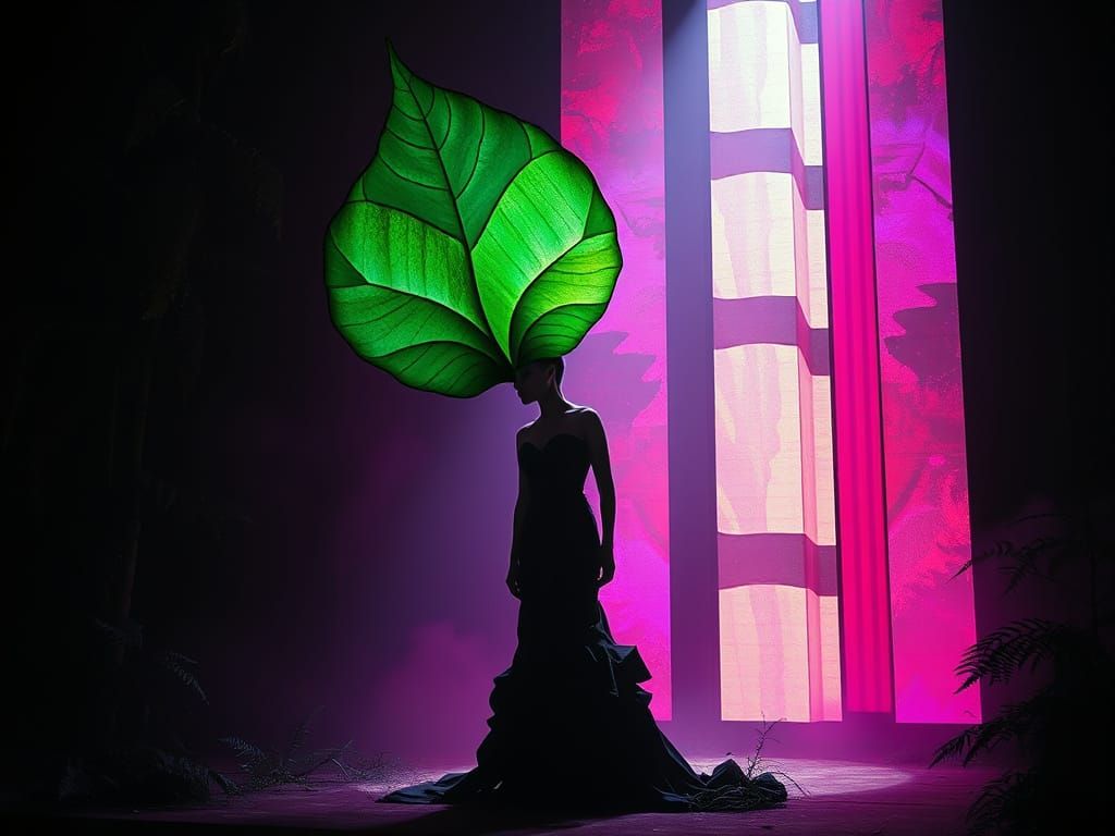 Avant-Garde Actor Transforms into Glitch Leaf in Surreal, Di...