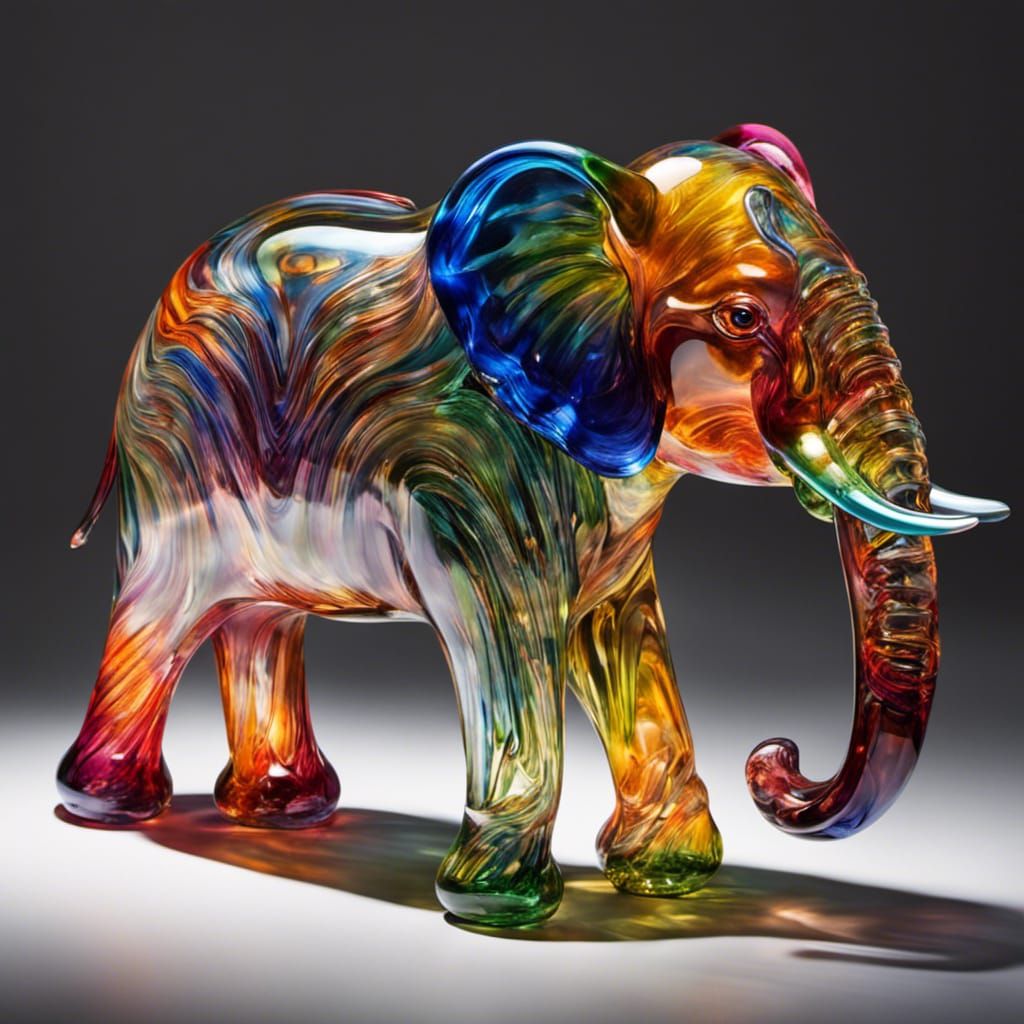 Life-Sized Glass Elephant with Baccarat Decoration