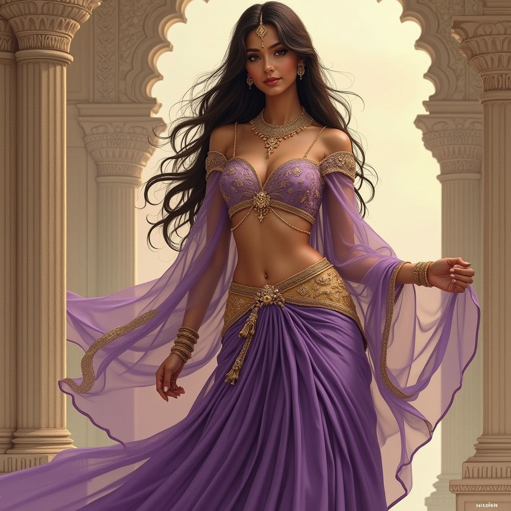 Indian Princess in Purple and Gold, Classical Art