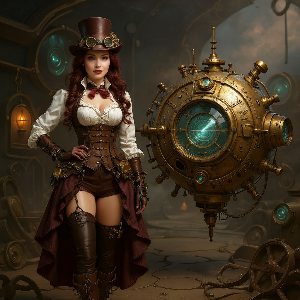 Steampunk Time Traveler in Retro-Futuristic Style