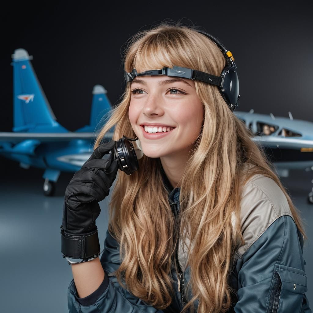 Young Female Pilot Portrait in Digital Art