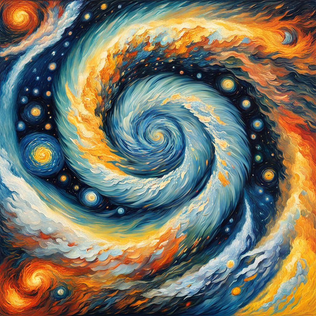 "Una pintura al óleo de una galaxia espiral, a la manera de ...