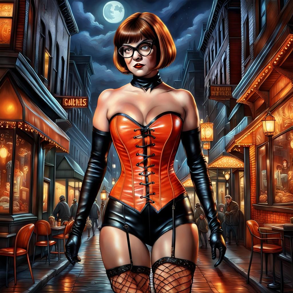 Velma Dinkley's Night Out: A Hyperrealistic Painting