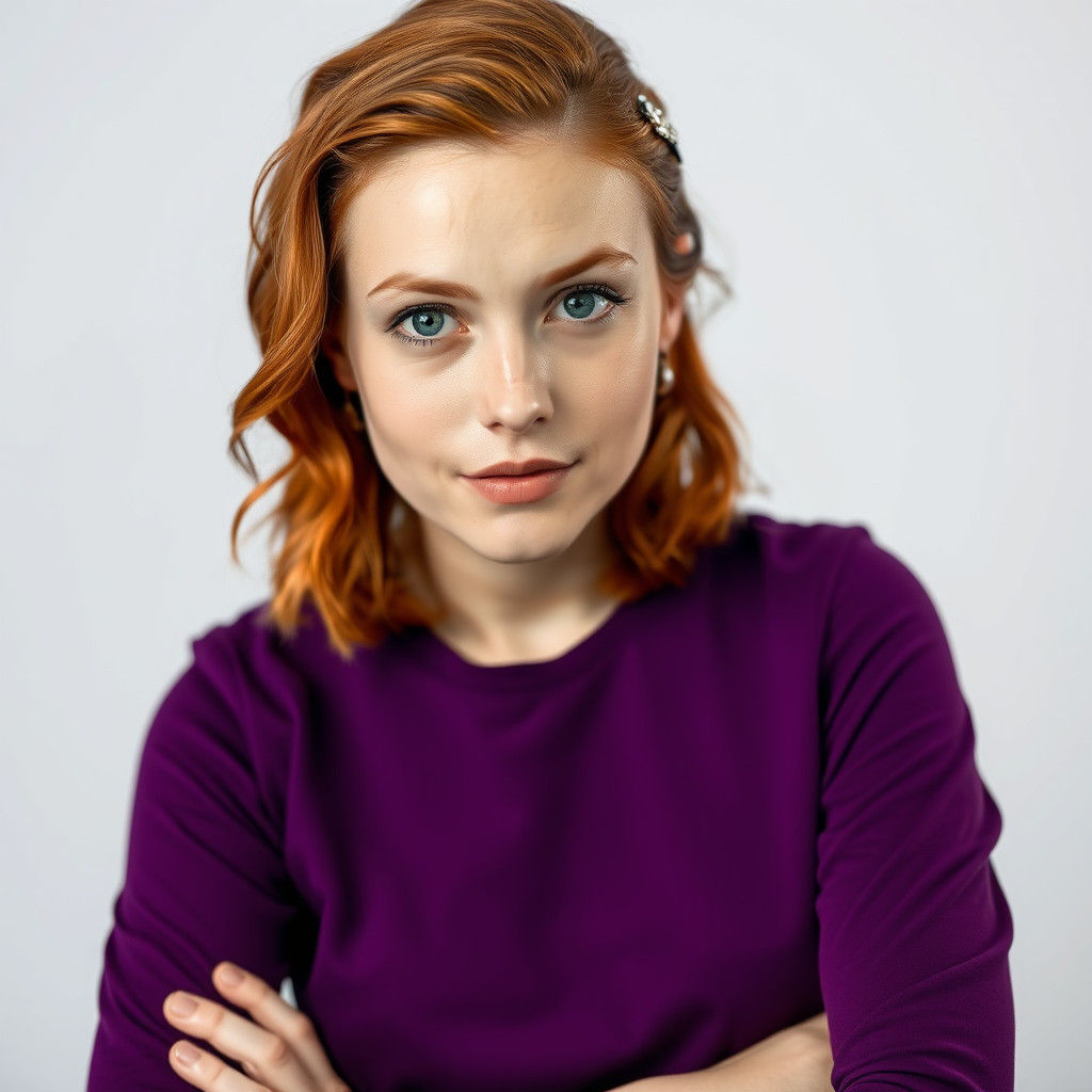 Portrait of a Woman with Green Eyes in Professional Style