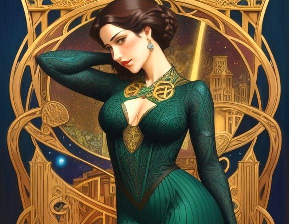 Beryl Letter B with Triadic Colors in Klimt Style