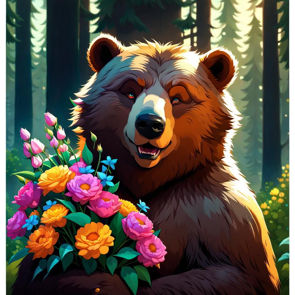 Furry Bear and Wolf Boy Portrait in 8K