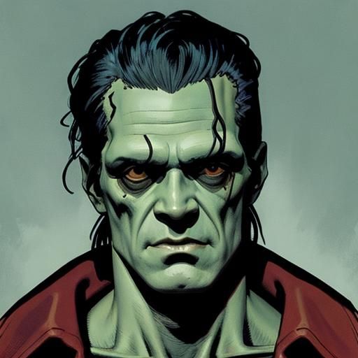 Frankenstein's Monster in Mignola Comic Style