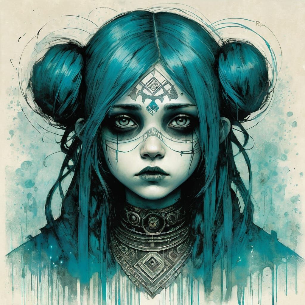 Dark Emo Portrait in Art Nouveau Style