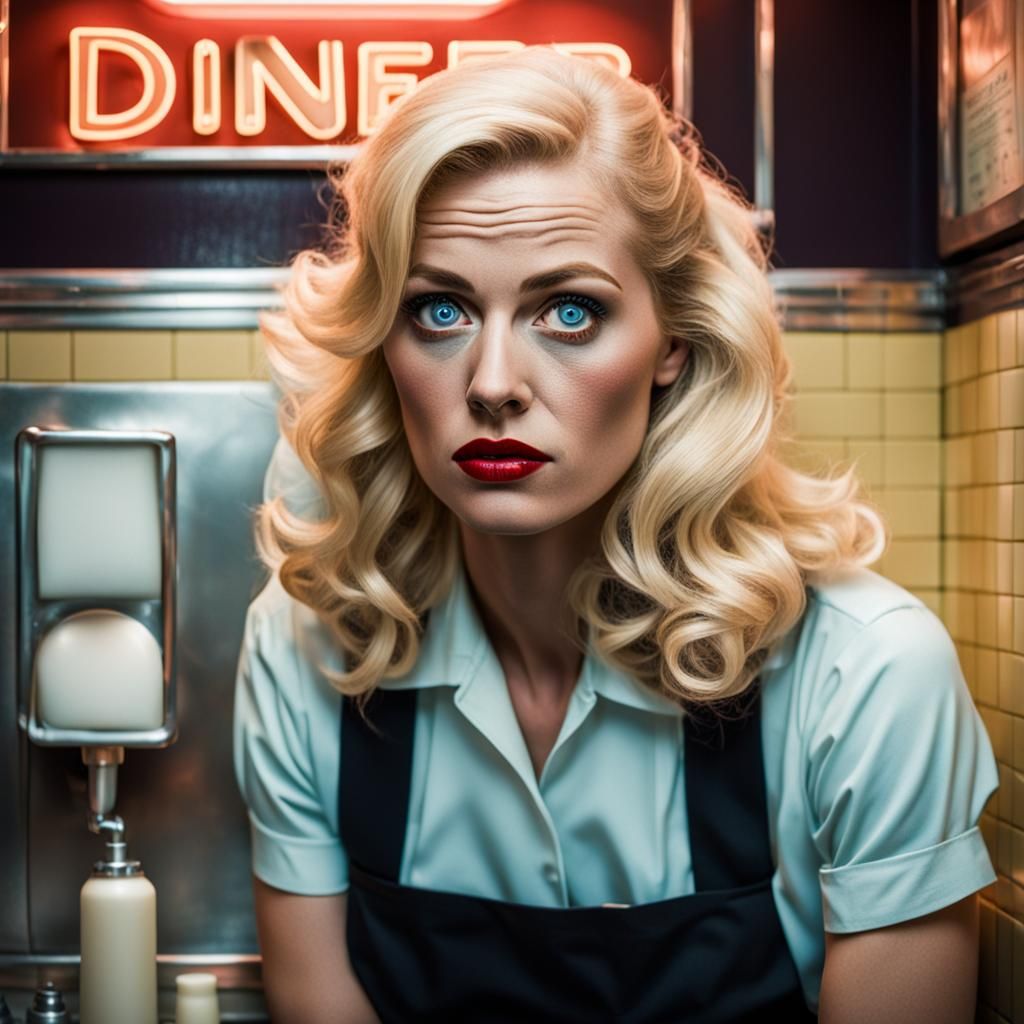 Overwhelmed Waitress in Uncanny Valley Diner