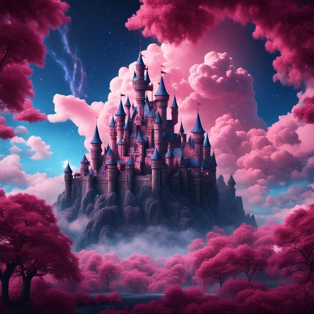 Fantastical Castle in the Sky at Night