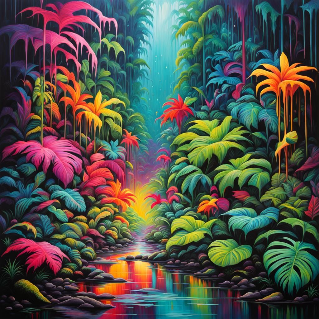 Colorful Trippy Rainforest Graffiti Art