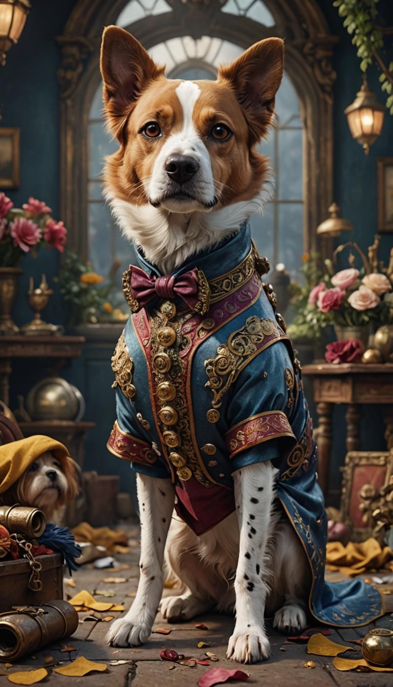 Dog Modeling Clothes: Detailed Matte Painting