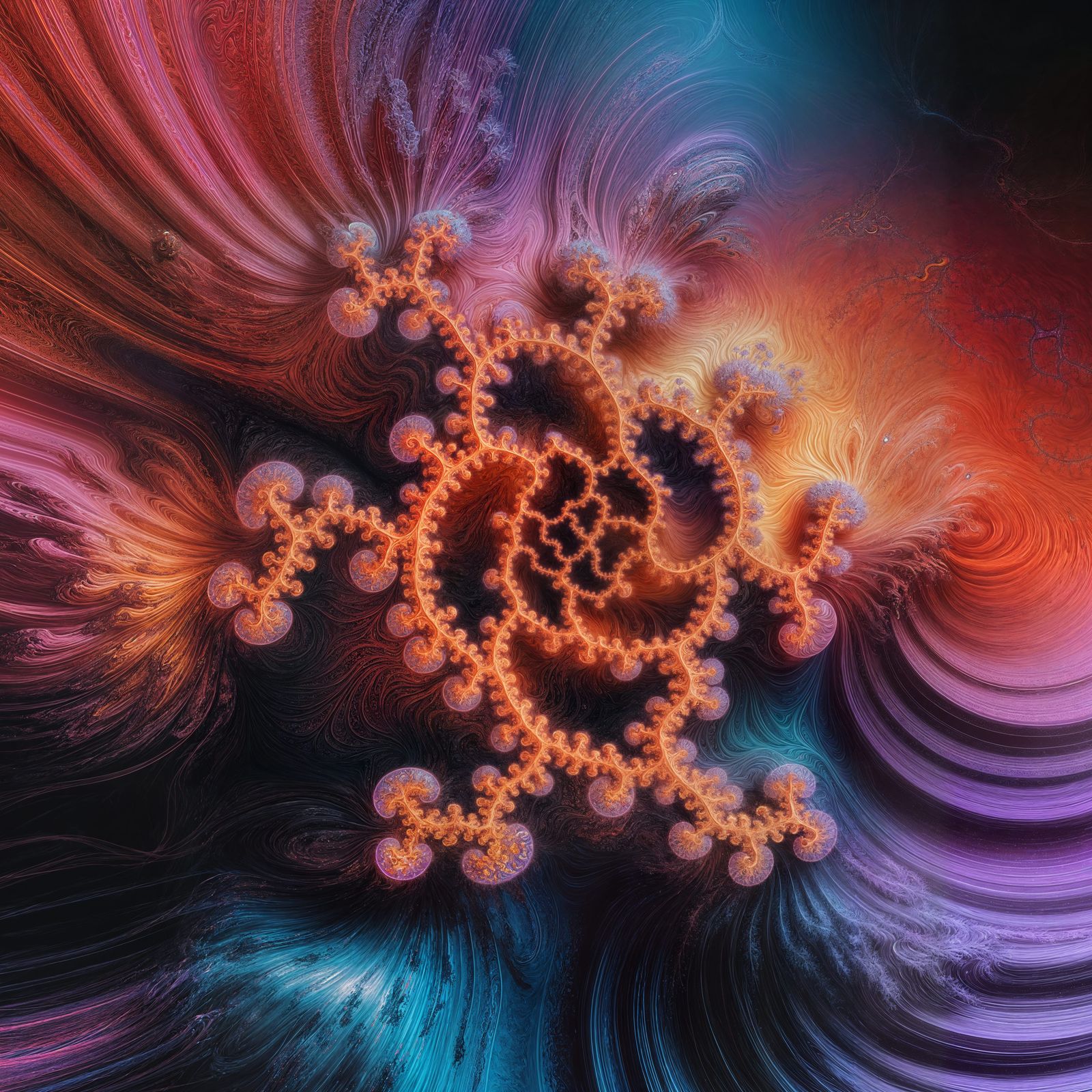 Fiery Lyapunov Fractal in Sci-Fi Style