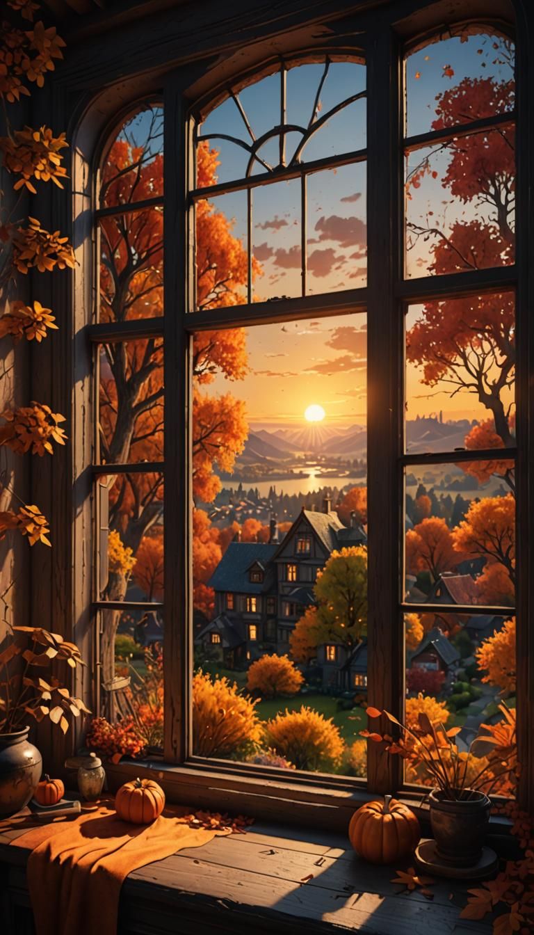 Autumn Sunset View from a Cozy Home