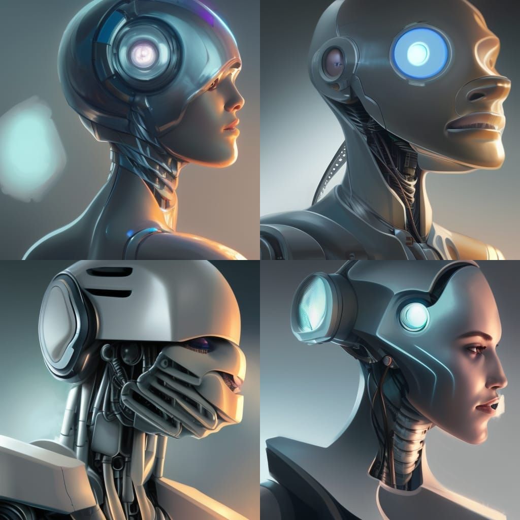 Detailed Robot Portrait in Digital Art Style