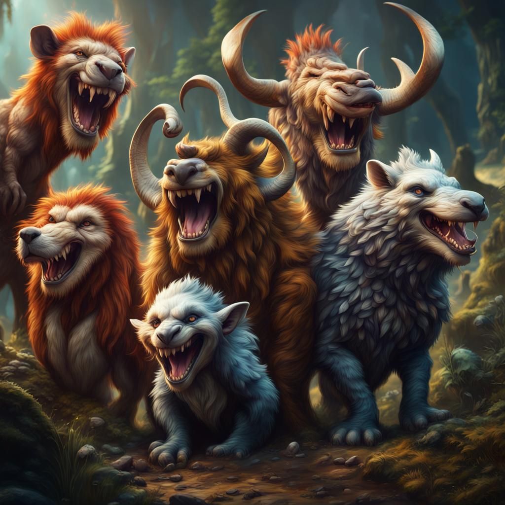 Laughing Animals in Detailed Matte Painting
