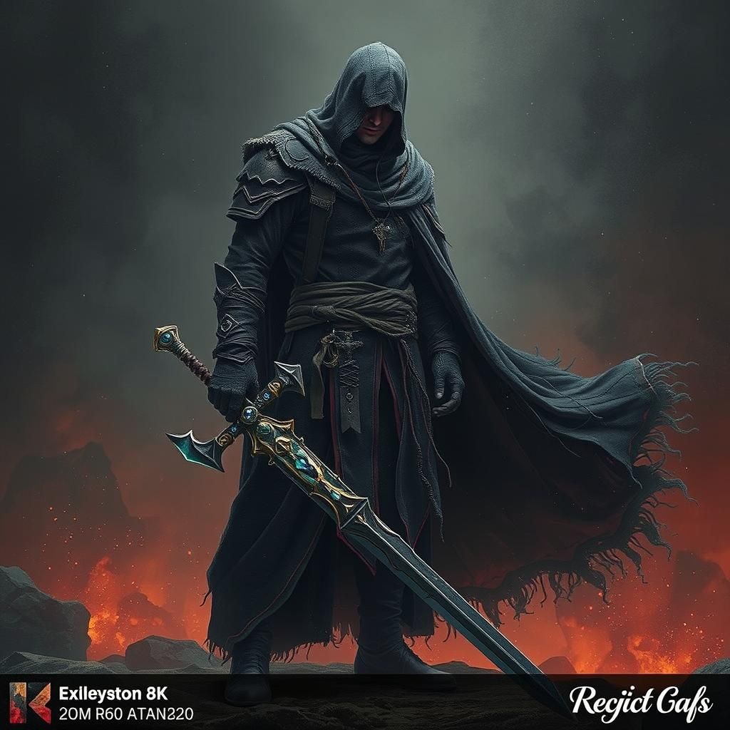 Monk with Glowing Sword Concept Art