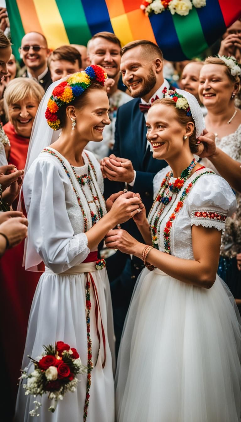 LGBTQ+ Wedding with Polish Folk Costume Elements