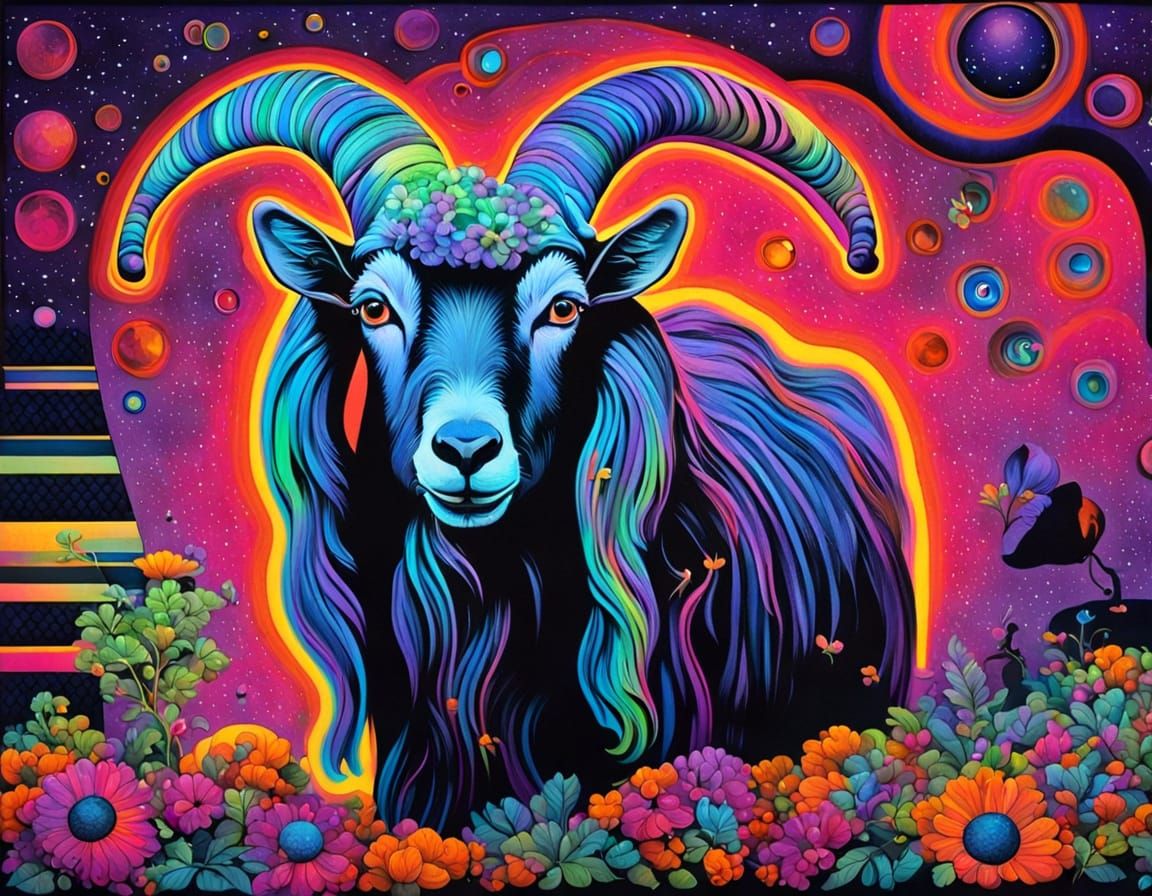 Glittering Goat in Blacklight: Contemporary Surrealism