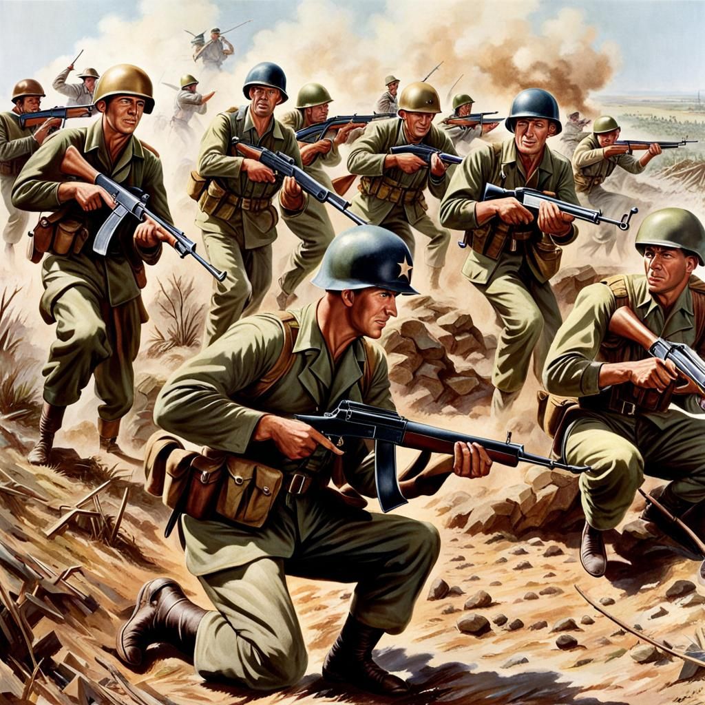 1950s American Soldiers in Battle