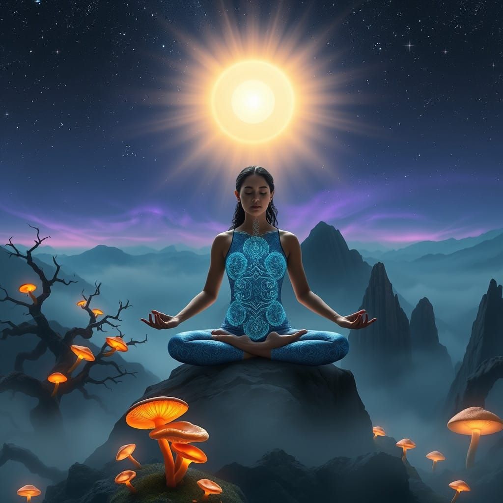 Ethereal Goddess Ascends the Cosmic Mountain