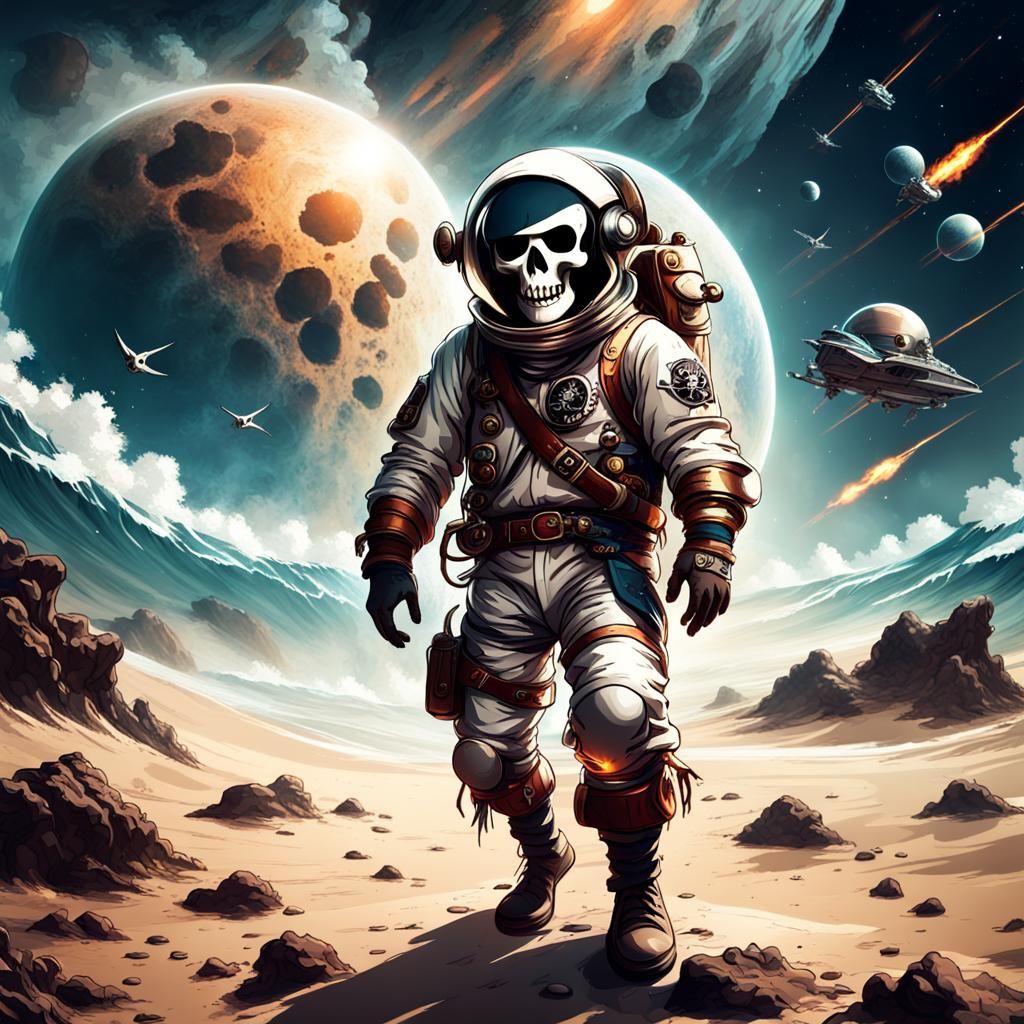 Pirate Spaceman Against Epic Background