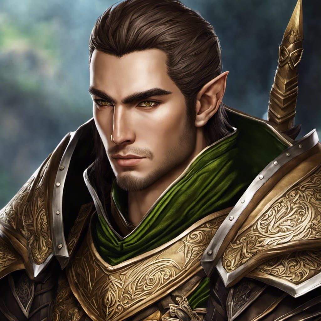 Anime Half-Elf Ranger Portrait in Leather Armor