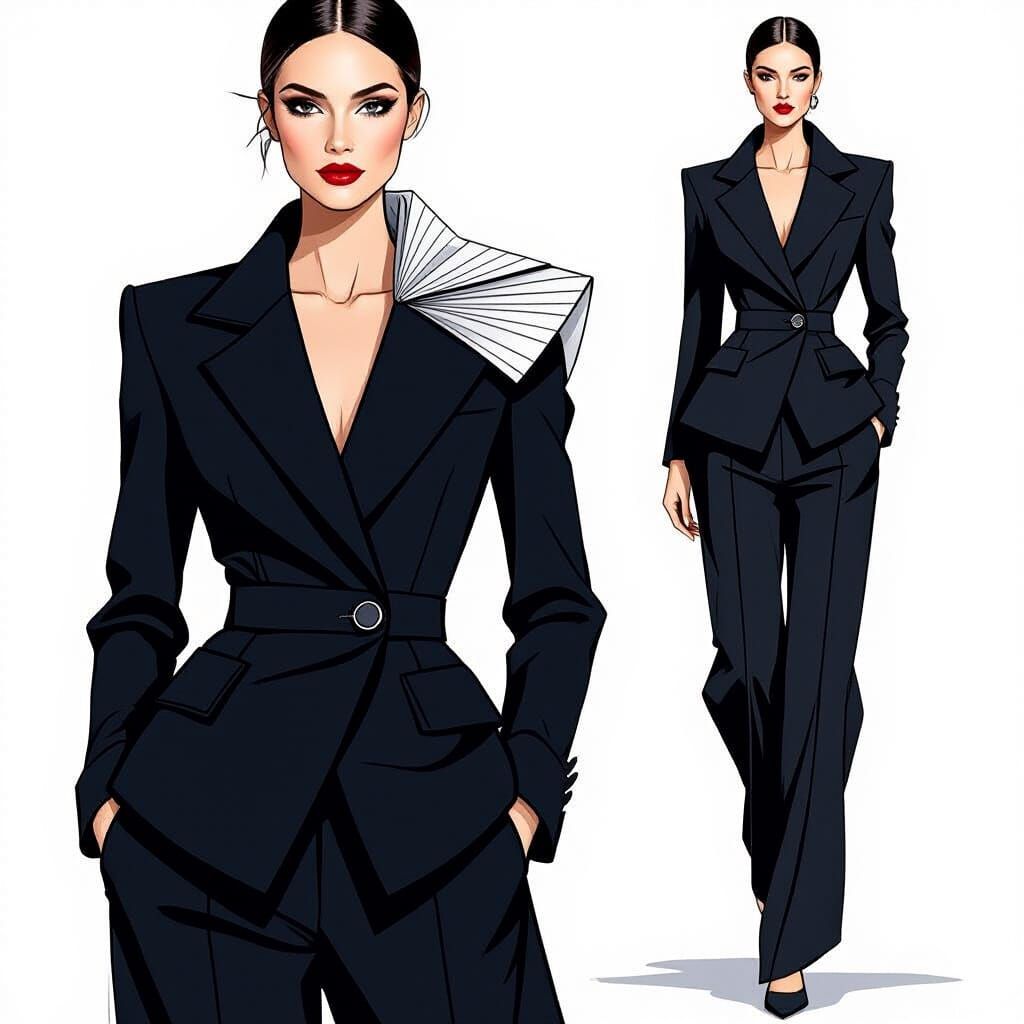 Elegant Modest Ensemble with Unique Shoulder Detail