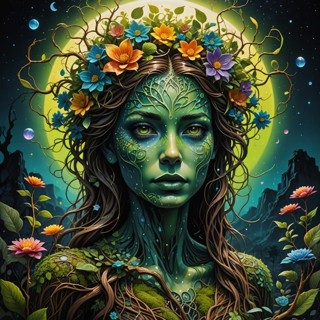 Ethereal Goddess Tree of Life in Hyper Realistic Splendor