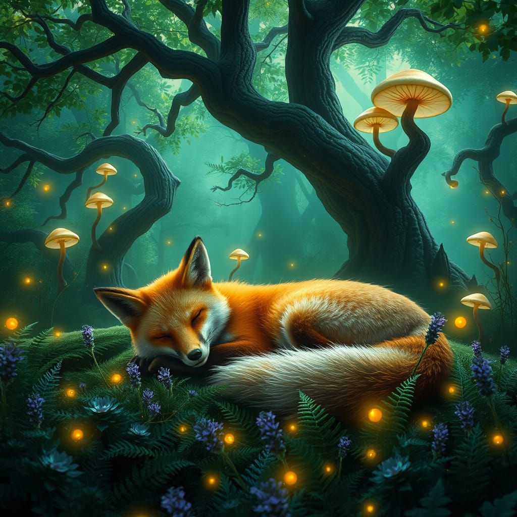 Mystical Fox in an Enchanted Forest
