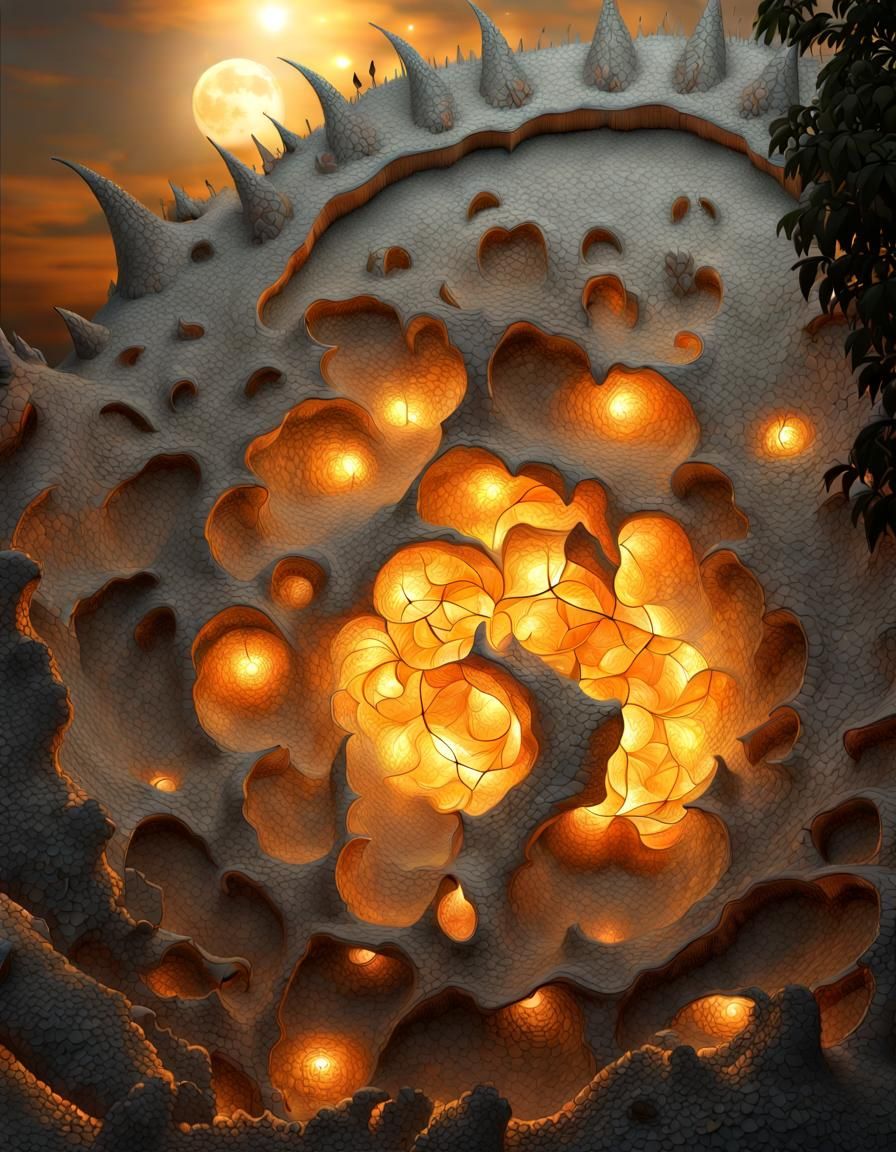 Fantasy Garden with Golden Accents in 3D