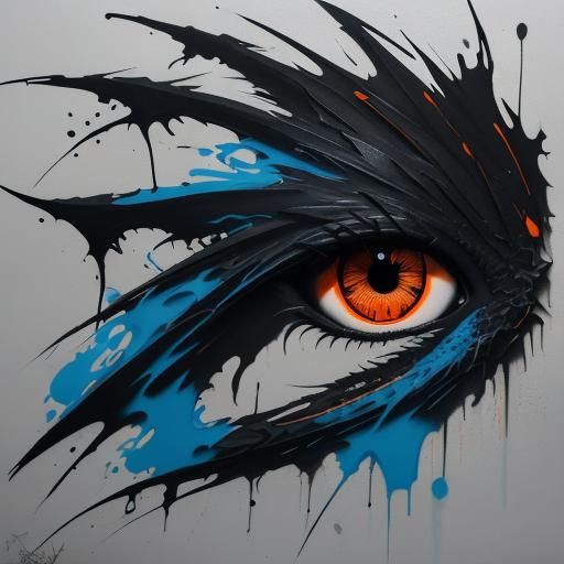 Graffiti Dragon with Blue Eyes on Dark Background