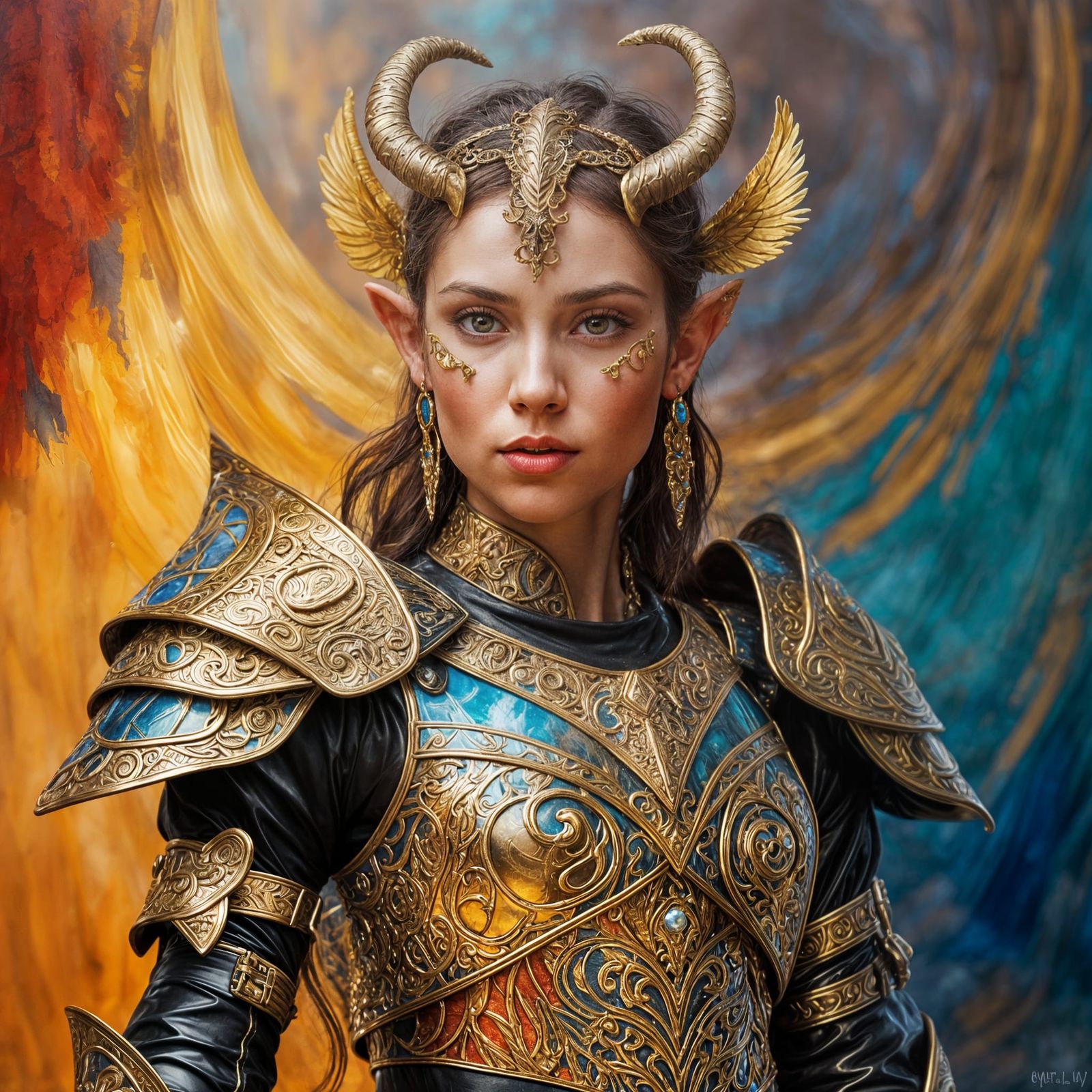 Elven Warrior Princess in Shiny Armor