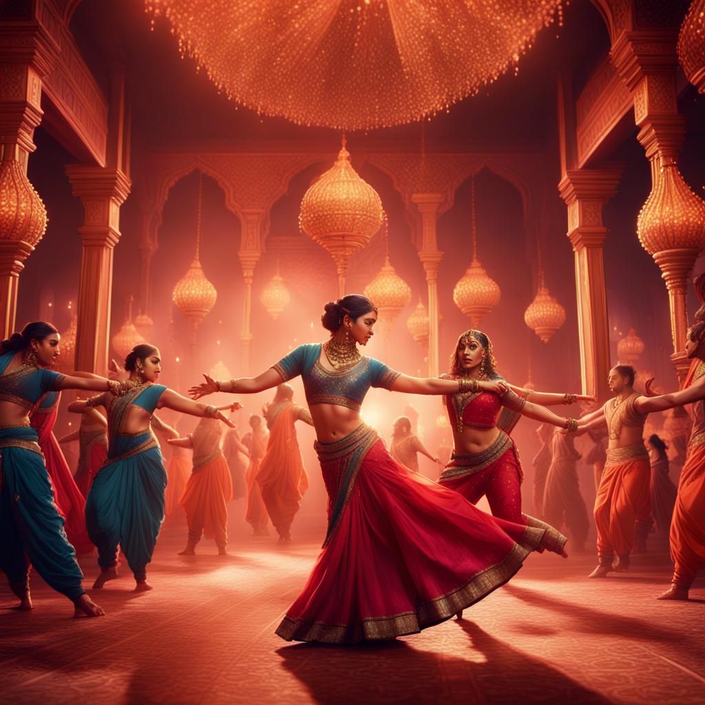 Bollywood Dance Scene: Detailed Fantasy Concept Art