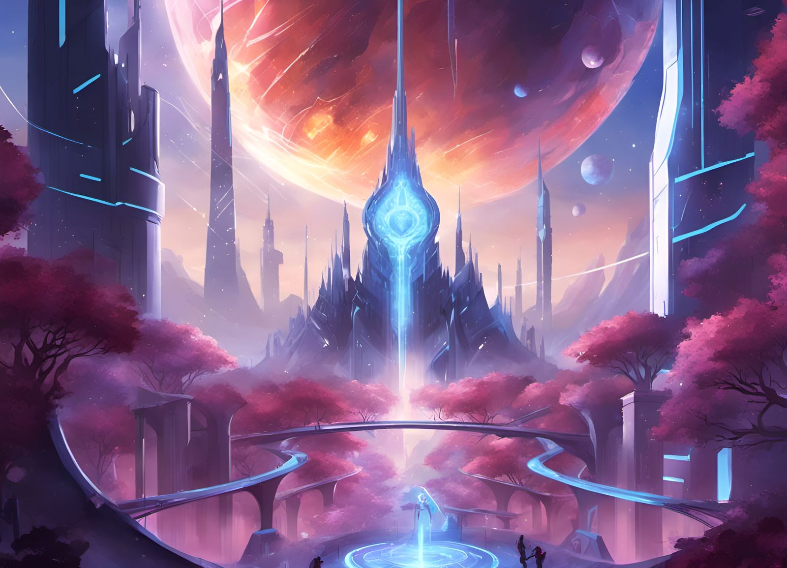 Futuristic City in Space: Anime Keyframe Art