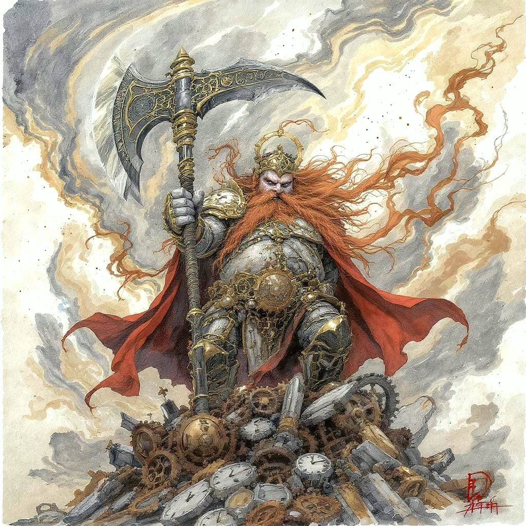 Steampunk Battle Dwarf with Gear Axe