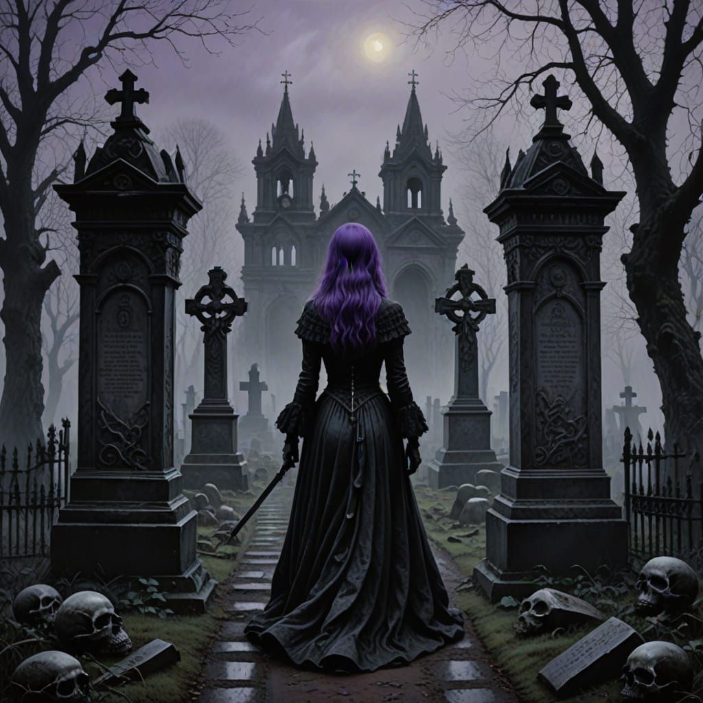 Ethereal Gothic Queen in Charcoal Drawing