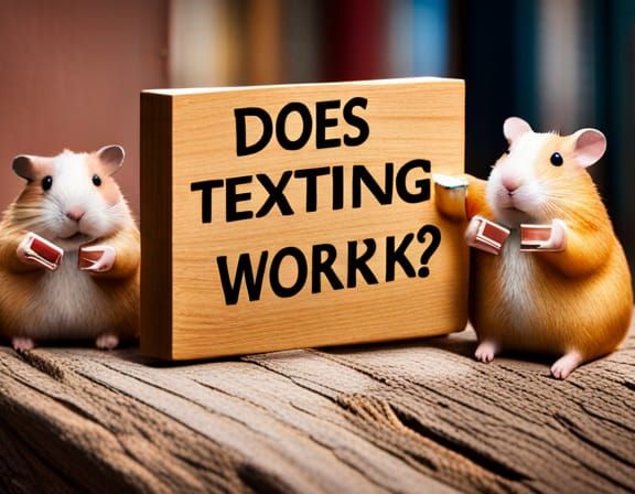 Hamsters Question Texting on Rustic Sign