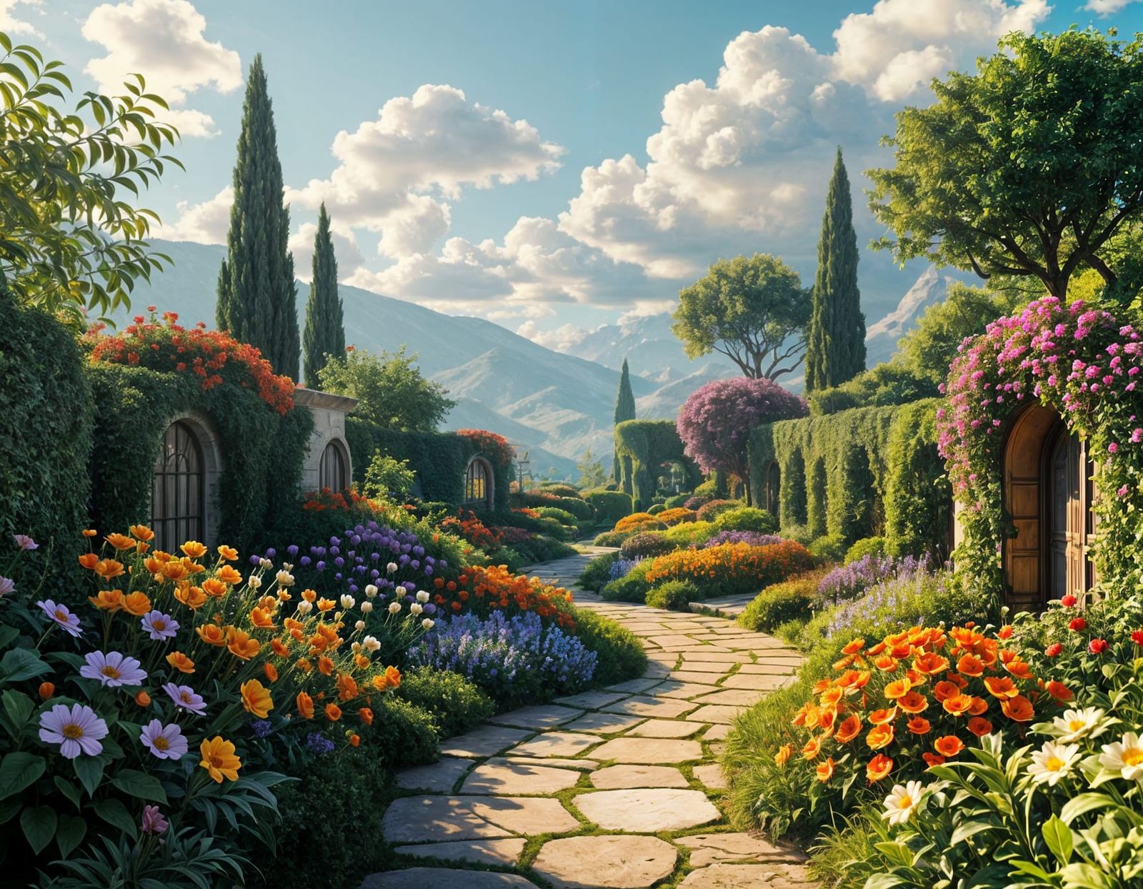 Surreal Garden on Alien Planet in Hyperreal Style