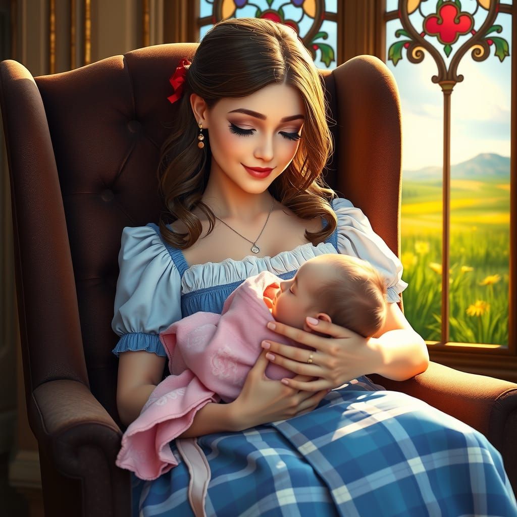 Dorothy Gale Portrait Holding Newborn Baby